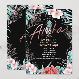 Roos Gold Tropische ananas Aloha Luau Sweet 16 Kaart