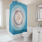 Roos Gold Turquoise Turtle Mandala Douchegordijn (In situ)