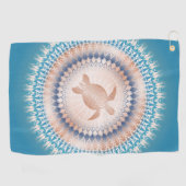 Roos Gold Turquoise Turtle Mandala Golfhanddoek (Horizontaal)