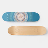 Roos Gold Turquoise Turtle Mandala Monogram Skateboard (Horizontaal)
