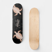 Roos Gold Turtle Black Marmer Monogram Skateboard (Voorkant)