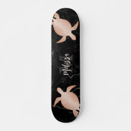Roos Gold Turtle Black Marmer Monogram Skateboard