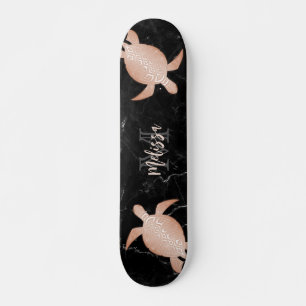Roos Gold Turtle Black Marmer Monogram Skateboard