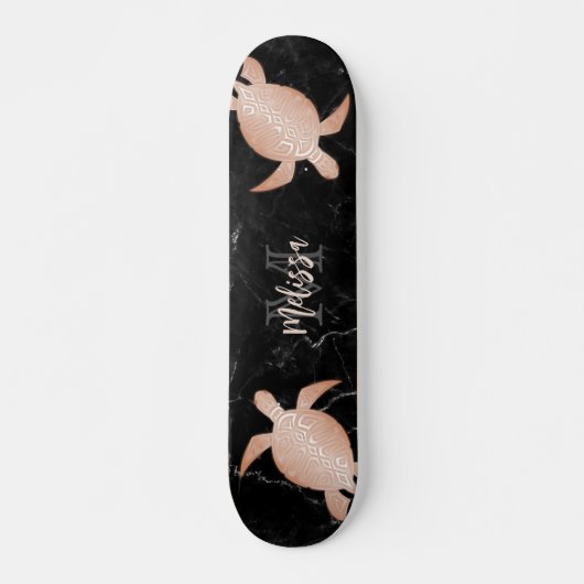 Roos Gold Turtle Black Marmer Monogram Skateboard (Voorkant)