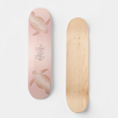 Roos Gold Turtle Blush Abrito Monogram Tropisch Skateboard (Voorkant)