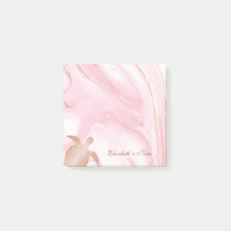 Roos Gold Turtle Blush Marble Monogram Jouw naam Post-it® Notes