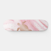 Roos Gold Turtle roze marmer inkt Skateboard (Horizontaal)