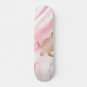 Roos Gold Turtle roze marmer inkt Skateboard (Voorkant)