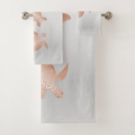Roos Gold Turtles Grey Elegant Coastal Bad Handdoek