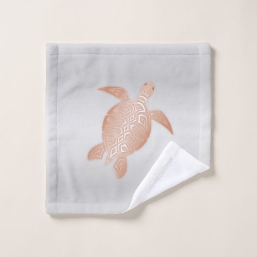Roos Gold Turtles Grey Elegant Coastal Bad Handdoek (Wasdoekje)