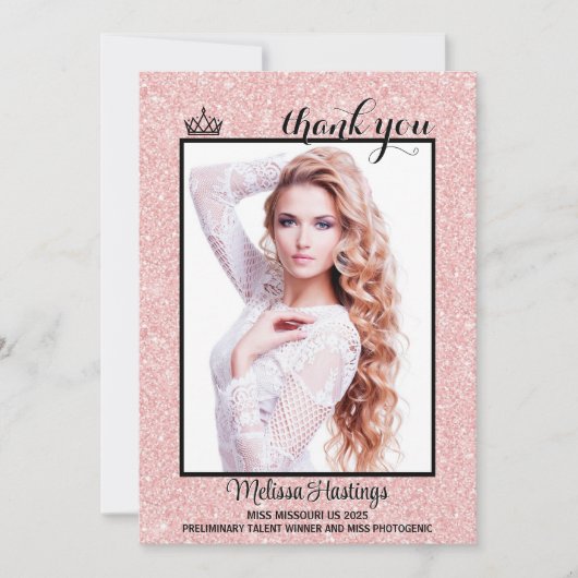 Roos Gold Tuxedo Pageant Bedankt Card (Voorkant)