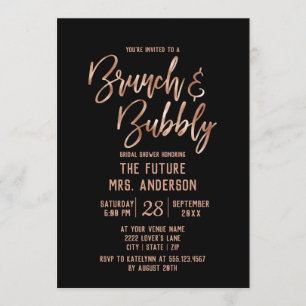Roos Gold Typografie Brunch & Bubbly Vrijgezellenf Kaart