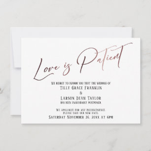 Roos Gold Typografie Liefde is Patient Wedding Del Kaart