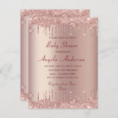 Roos Gold Uw Baby shower Uitnodiging Kaart (Voorkant / Achterkant)