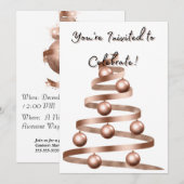 Roos Gold Vakantie Party Uitnodiging (Voorkant / Achterkant)