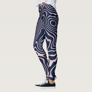 Roos Gold vloeistofdrager Abstract blauw design Leggings