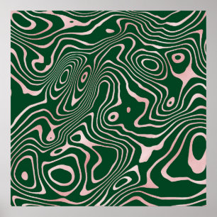 Roos Gold-vloeistofdrager Abstract groen ontwerp Poster