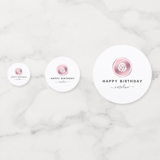 Roos Gold Volleyball Cute Girly Name Sport Thema Confetti (Voorkanten)