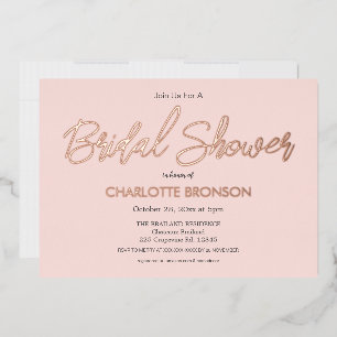 Roos Gold voor Blush-minimalistisch Script Vrijgez Folie Uitnodiging