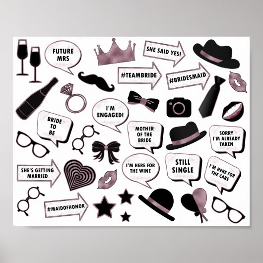 Roos Gold Vrijgezellenfeest Fun Party Afdrukbare r Poster (Voorkant)