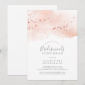 Roos Gold Waterverf Bridesmaids Luncheon Kaart (Voorkant / Achterkant)