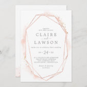 Roos Gold Waterverf Geometric All-in-One Weddensch Kaart (Voorkant / Achterkant)