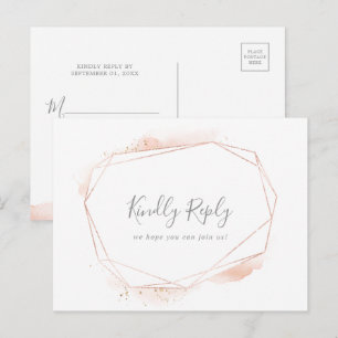 Roos Gold Waterverf Geometric Song Request RSVP Uitnodiging Briefkaart