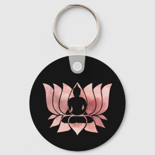 Roos Gold Waterverf Textuur Boeddha Meditation Zen Sleutelhanger