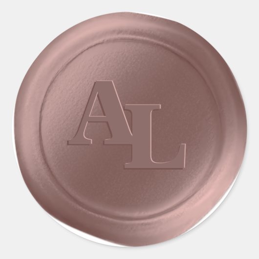 Roos Gold Wax Seal Monogram Bruiloft Stickers (Voorkant)