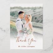 Roos Gold Weddenfoto Foto: Hartelijk dank Folie Uitnodiging (Voorkant)