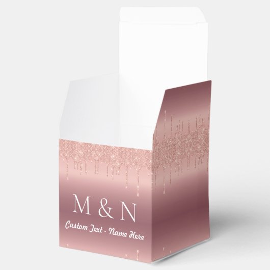 Roos Gold Wedding Gift Box Aangepaste naam en lett Bedankdoosjes (Geopend)