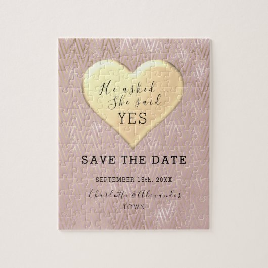 Roos Gold Wedding Save the Date Legpuzzel (Verticaal)