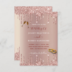 Roos Gold Wedding Uitnodiging - Gepersonaliseerd