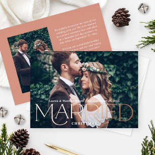 Roos Gold Weduwfoto met kerstfeest Elegant Folie Feestdagenkaart