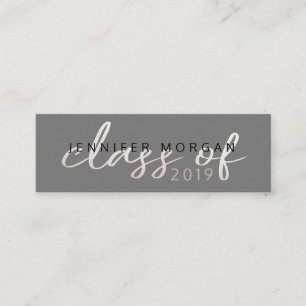 Roos Gold Whimsical-script Kaart naam Afstuderen Mini Visitekaartje