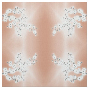 Roos Gold White Cherry Blossom Pattern Fabric Stof