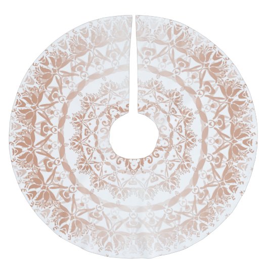 Roos Gold White Damask Mandala Kerstboom Rok (Voorkant)