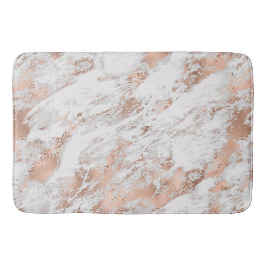 Roos Gold White Glitzy Marble Badmat (Voorkant)