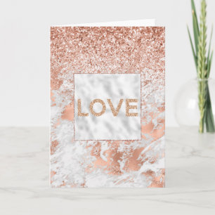  Roos Gold White Glitzy Marble Glitter Kaart