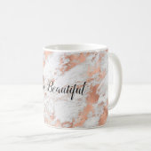  Roos Gold White Glitzy Marble Koffiemok (Voorkant rechts)