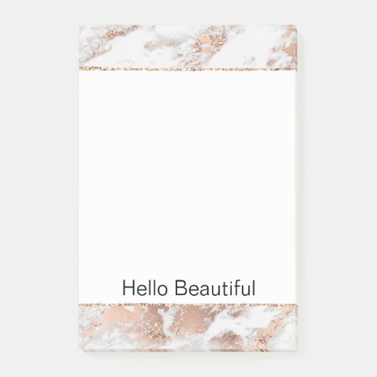  Roos Gold White Glitzy Marble Post-it® Notes (Voorkant)