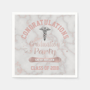 Roos Gold White Marble 2018 Nurse Graduation Party Servet