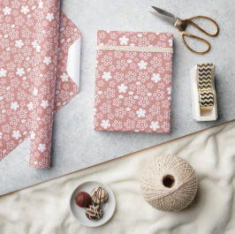 Roos Gold & White Star & Snowflake Pattern Cadeaupapier