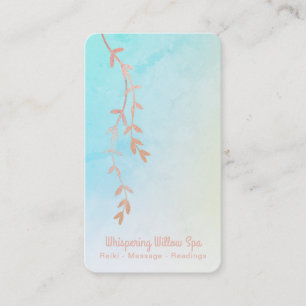 *~* Roos Gold Willow Tree Branch Pastel Ombre Visitekaartje
