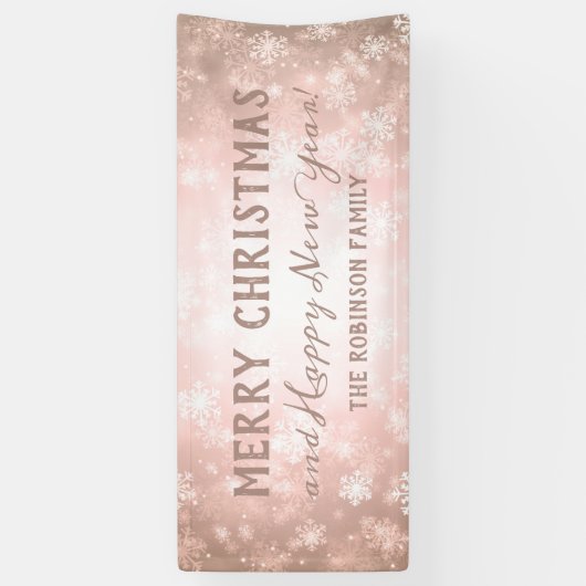 Roos Gold Winter Wonder met prettige kerstdagen Spandoek (Verticaal)