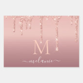 Roos Gold Wrapping Paper Sheets Aangepaste letter  (Voorkant 3)