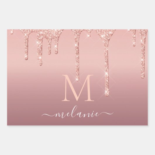 Roos Gold Wrapping Paper Sheets Aangepaste letter  (Voorkant 2)