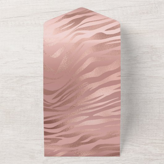 Roos Gold Zebra afdrukken All In One Uitnodiging (Buitenkant)