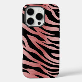 Roos Gold Zebra Afdrukken op zwart iPhone 16 Pro Hoesje