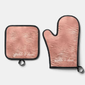 Roos Gold Zebra Animal Print Ovenwant & Pannenlap Set (Voorkant)